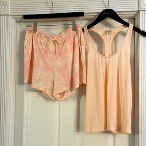 Soma printed peach/wt pajama shorts-M and Racerback tank solid peach-XS